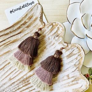 Mocha Brown Ombre Tassel Drop Earrings NWT
